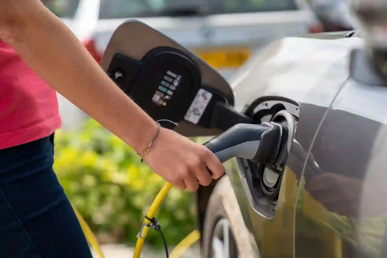 Electric vehicle being charged in London